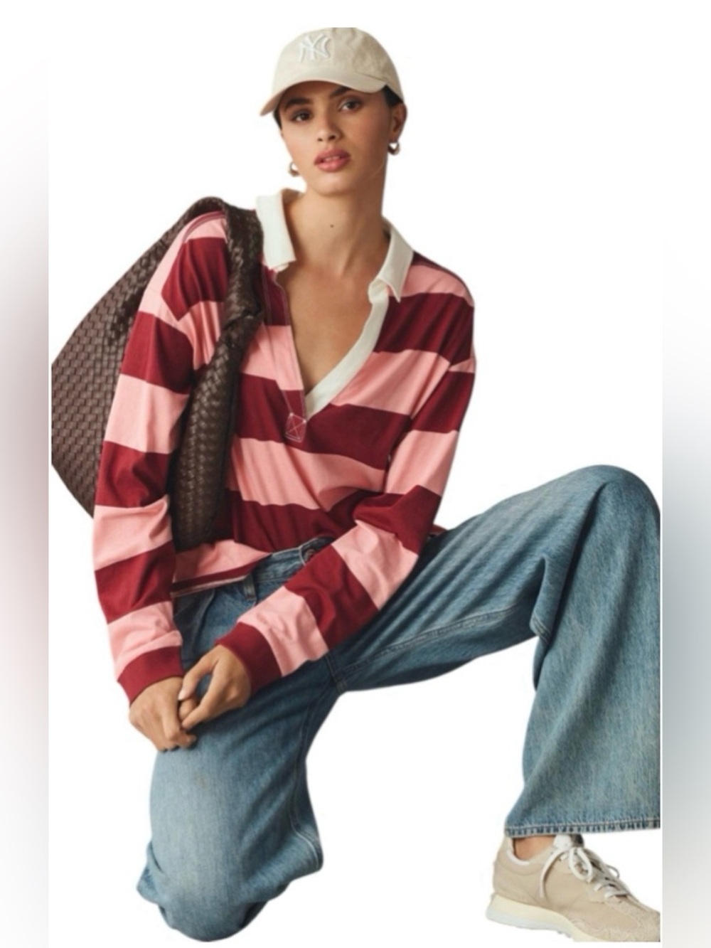 Anthropologie Pilcro Rugby Shirt Long Sleeve V Neck Women's Small